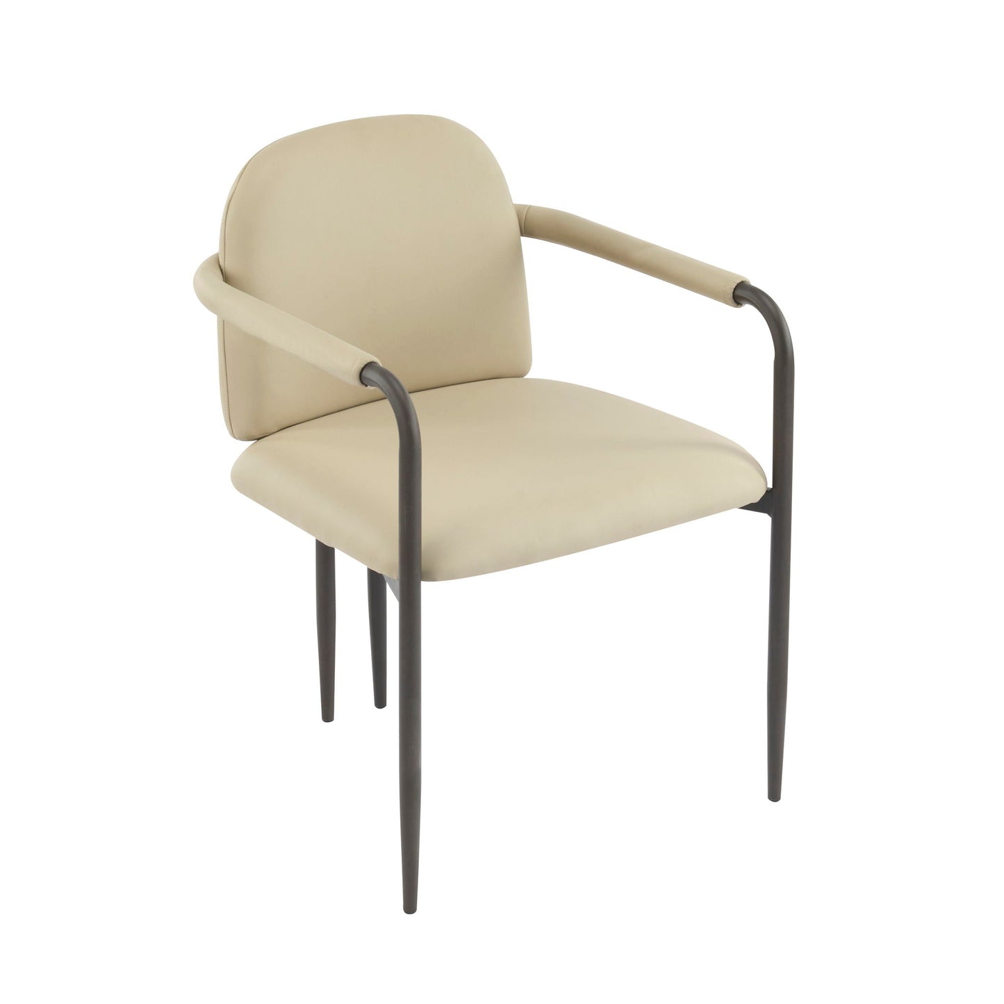 Modern Dining Chair Set of 2 with Iron Frame - Espresso / Khaki