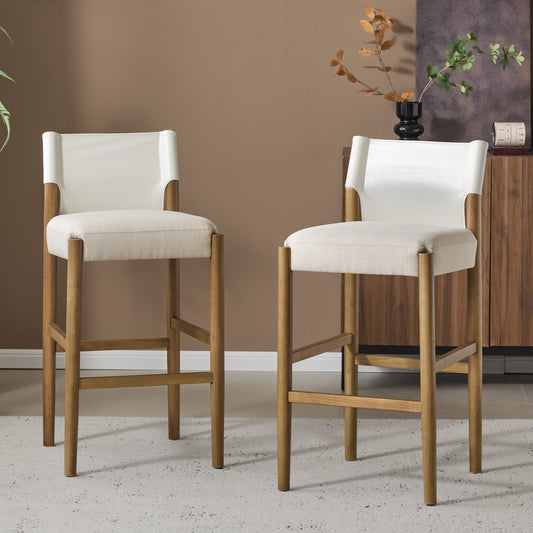 28.5'' Modern Solid Wood Bar Stool with Polyester Cushion - Set of 2