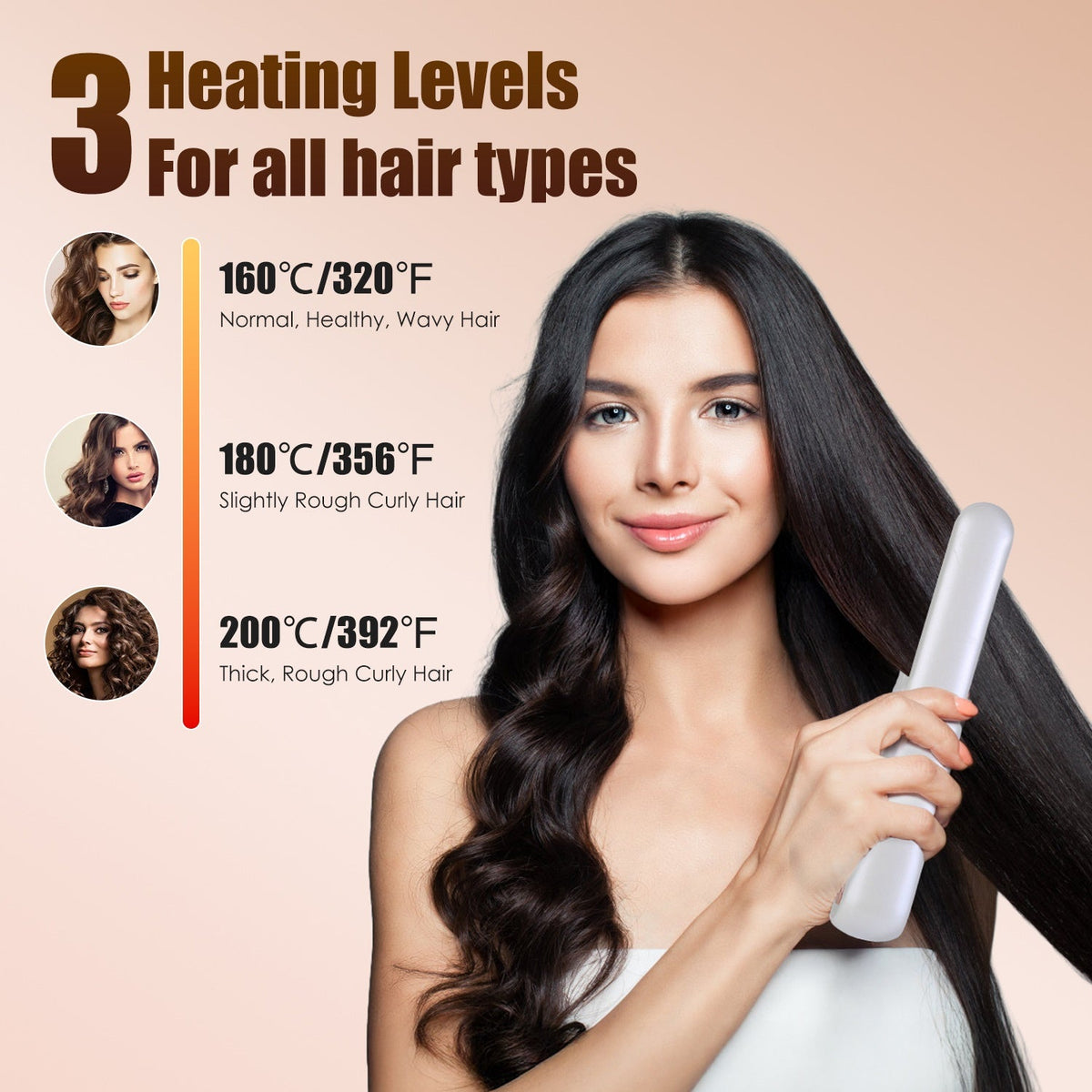 Cordless Hair Straightener Brush 2-in-1 Ceramic Flat Iron