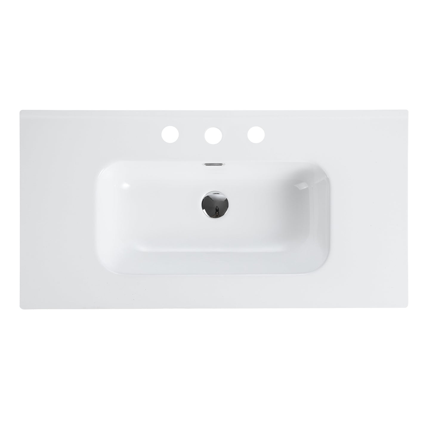 Abay Home Glossy White Ceramic Integrated Bathroom Vanity Sink