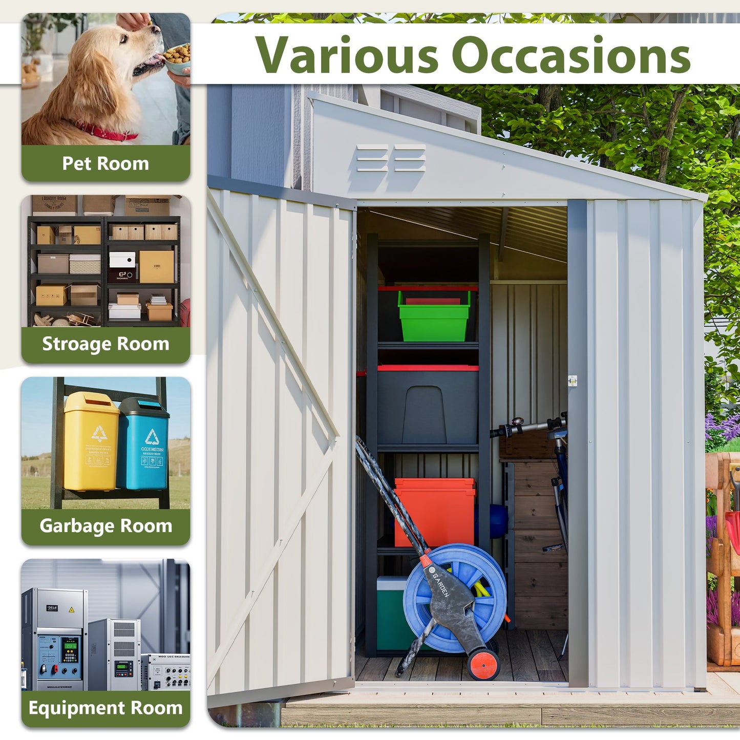 White 4' x 7' Lean-To Storage Shed