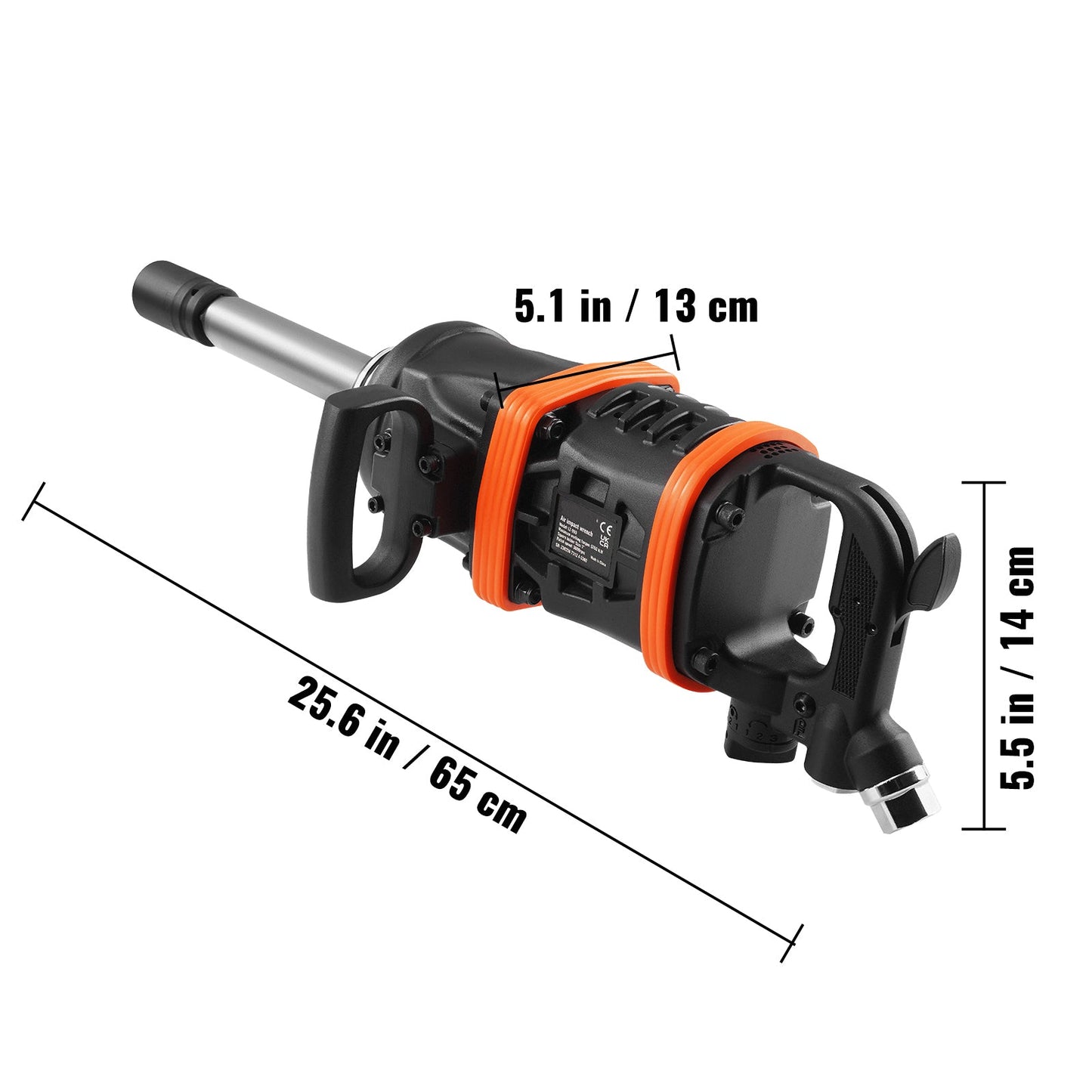 1 Inch Air Impact Wrench with 5175 ft-lbs Torque and 8 Inch Extended Anvil