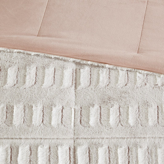 Full/Queen Back Print Long Fur Comforter Mini Set