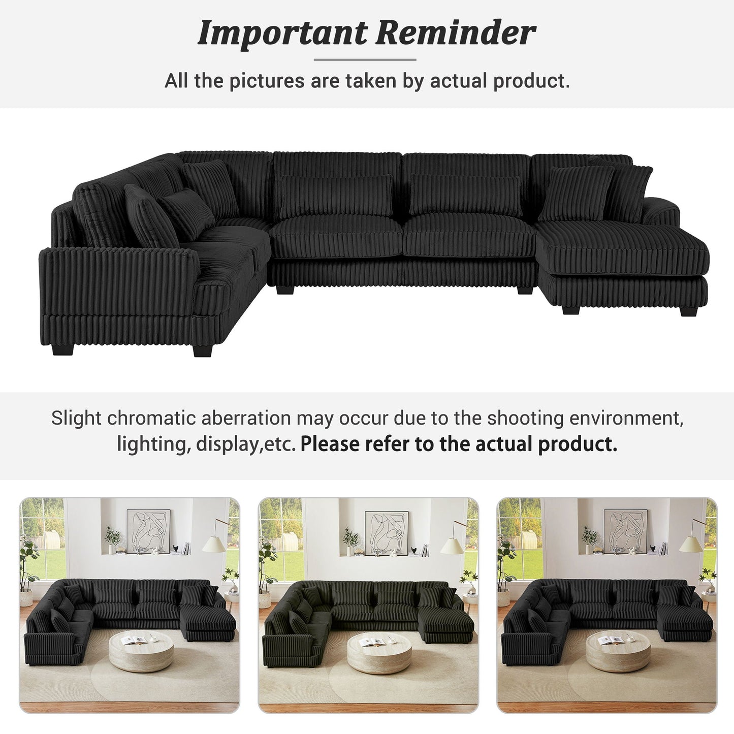 Oversized Sectional Sofa U - Shaped Sofa Couch Modern Sofa Upholstered In Soft With A Chaise Lounge For Living Room