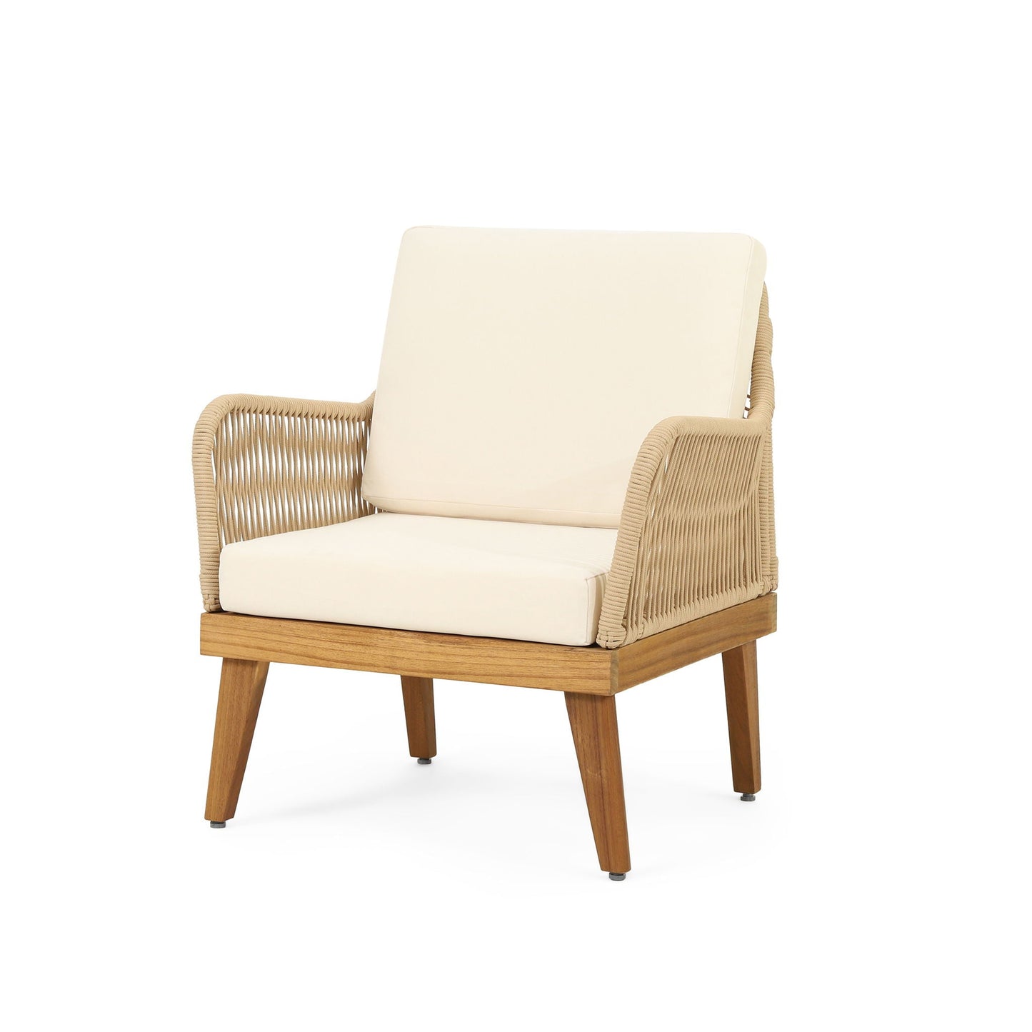 Hueber Outdoor And Rope 4 Seater Chat Set With Cushions - Teak