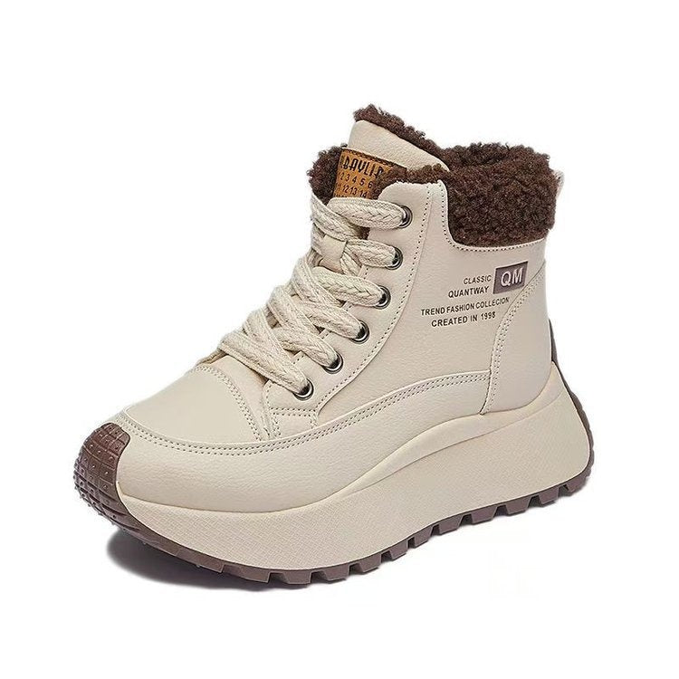 High-top Cotton Shoes With Thick Soles New Dad-style Kicks For Winter