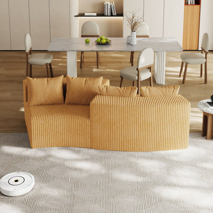 Curved Sectional Sofa With 4 Pillows, Modular Semi Circular Design