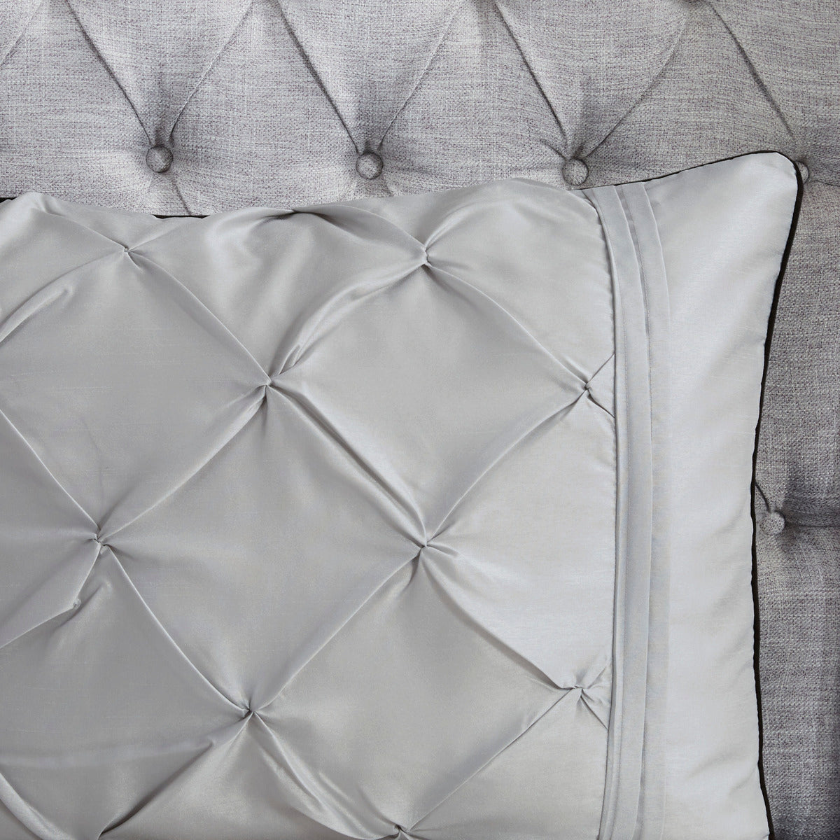 7 Piece Tufted Comforter Set Grey California King