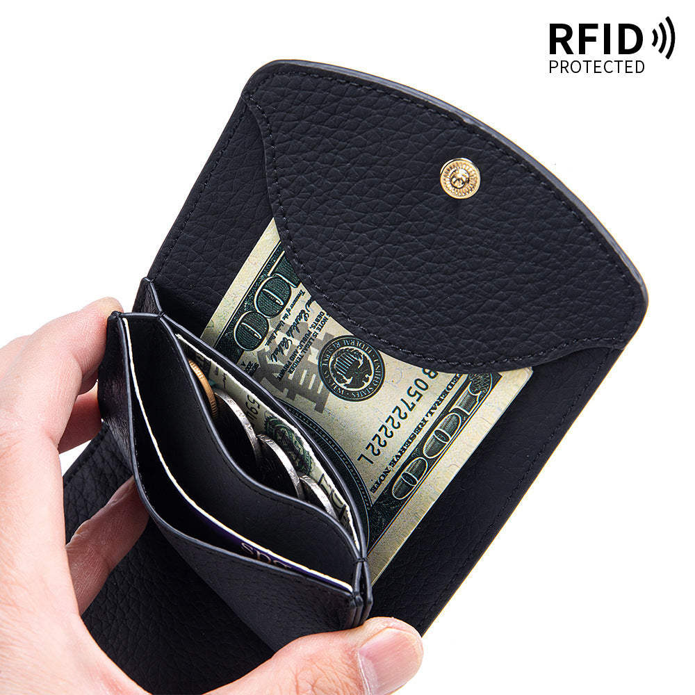 Japanese-style Short Wallet For Women Made From Top-layer Cowhide With A Premium Feel