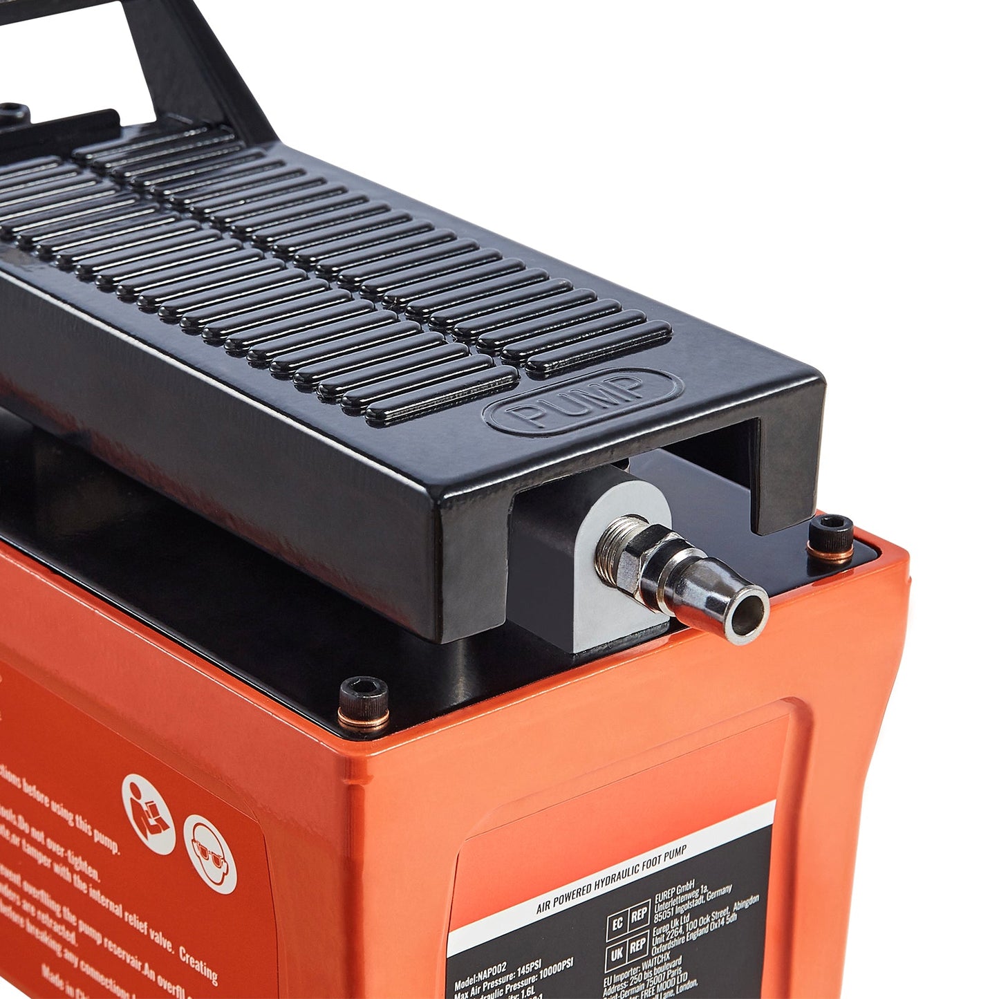 Air Hydraulic Pump with 10,000 PSI Capacity and 1/2 Gal Reservoir