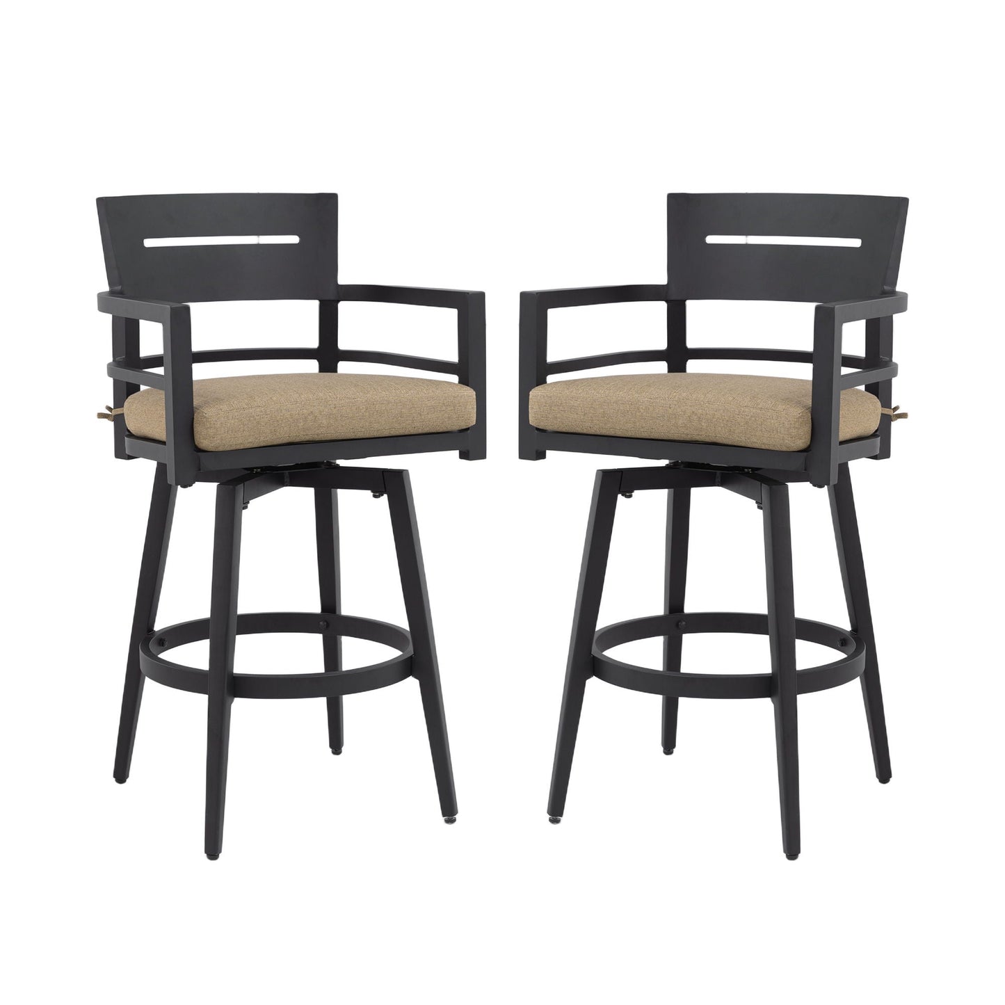 Outdoor Swivel Bar Chairs, 360 Degree Rotation, Ergonomic Backrest (Set of 2)