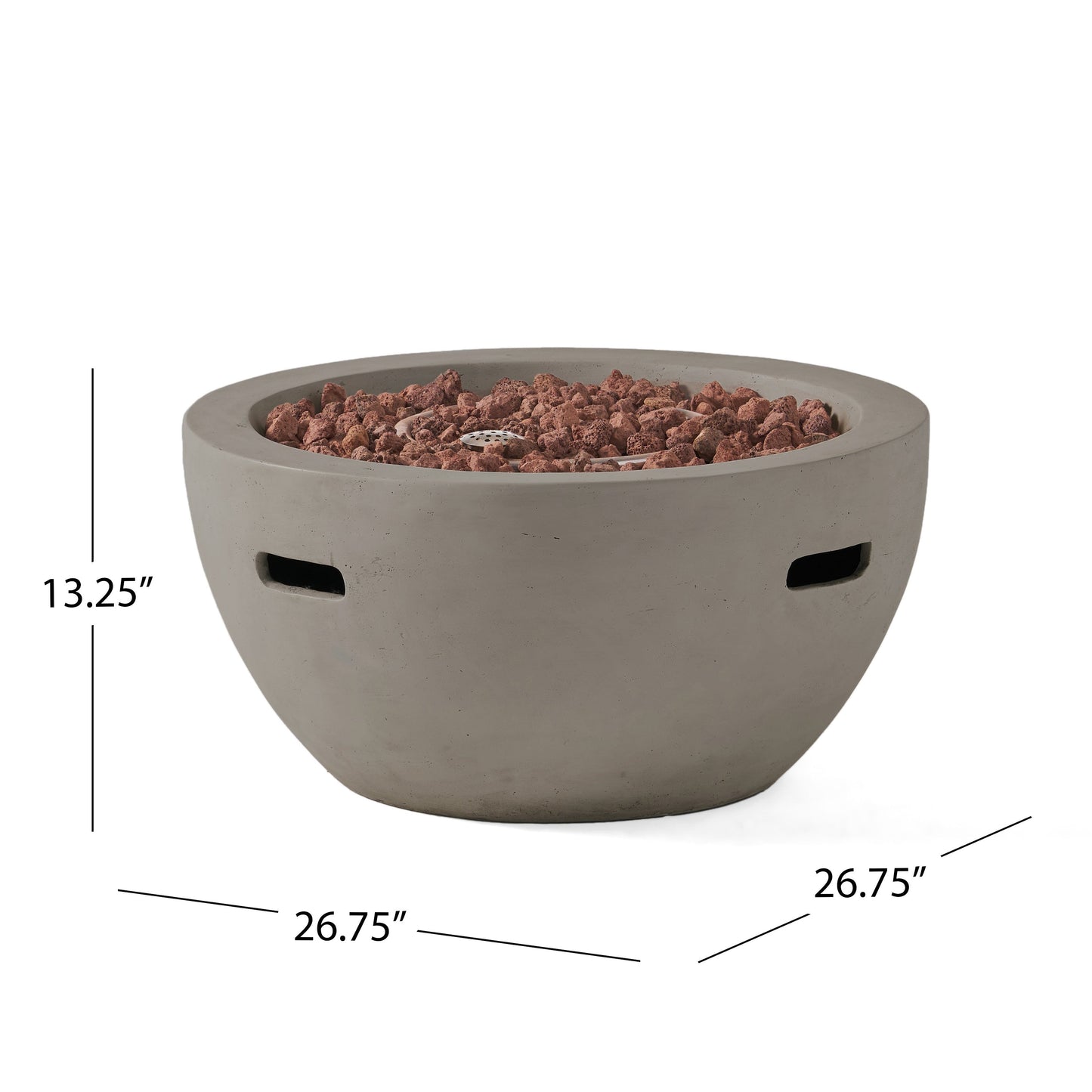 27' Bowl Shaped MGO 40,000 BTU Propane Fire Pit, Light Grey (Tank Cover not Included)