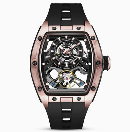 Mens Transparent Barrel-Shaped Fully Luminous Waterproof Mechanical Watch
