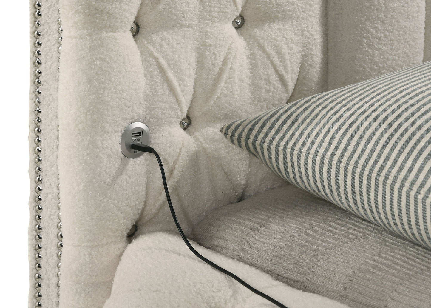 Sonya 4-piece Upholstered Queen Bedroom Set Ivory
