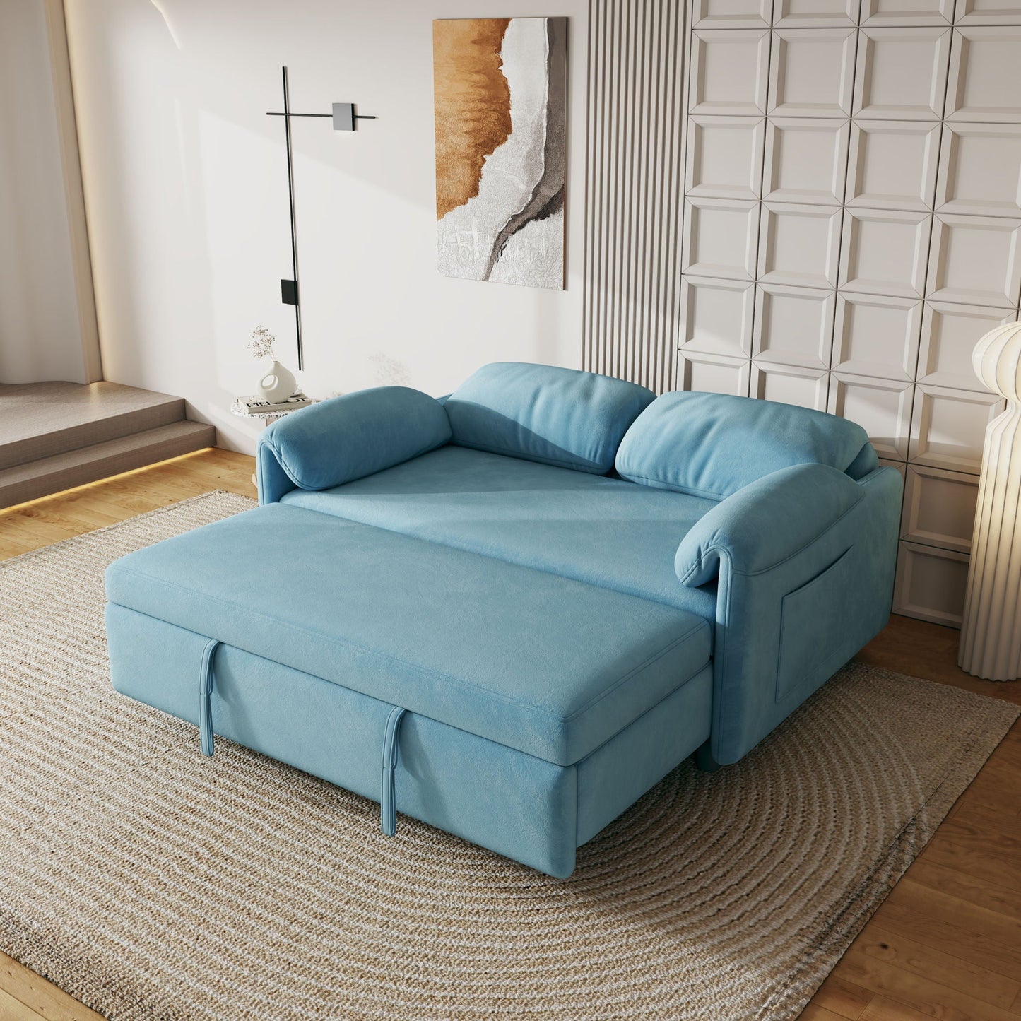 Sofa, Dual Purpose Lounge With Retractable Queen Size Bed