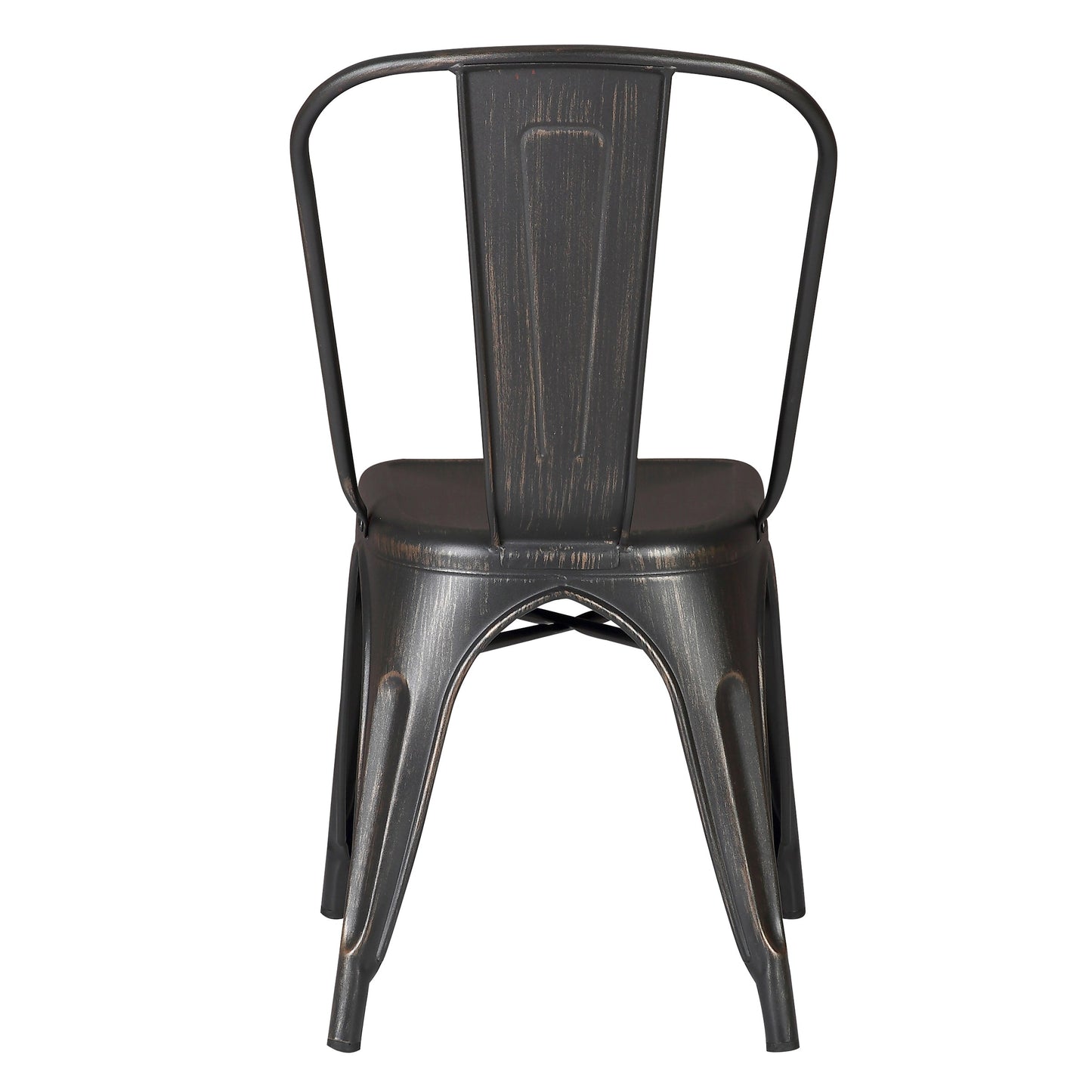 Set of 4 Stackable Metal Dining Chairs, Modern Industrial Slat Back