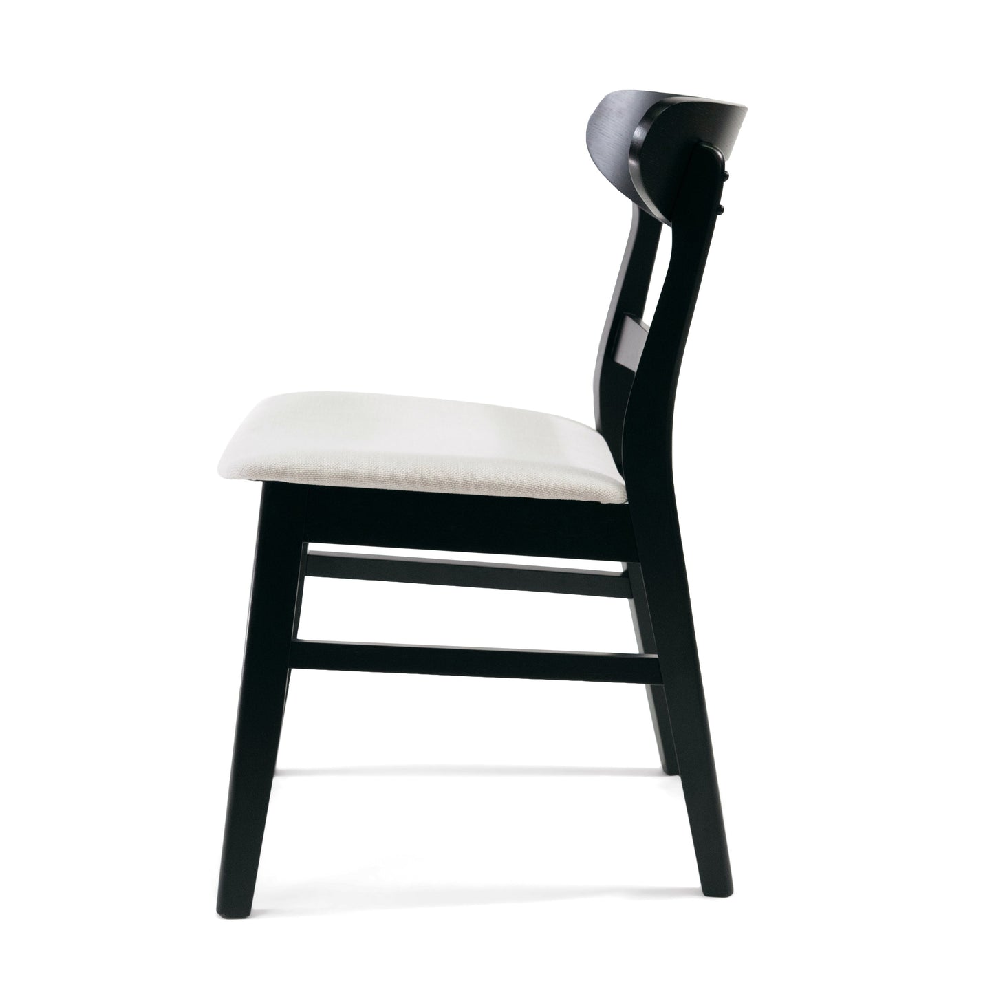 Set of 2 Mid-Century Dining Chairs - Upholstered Seat, Rubberwood Legs