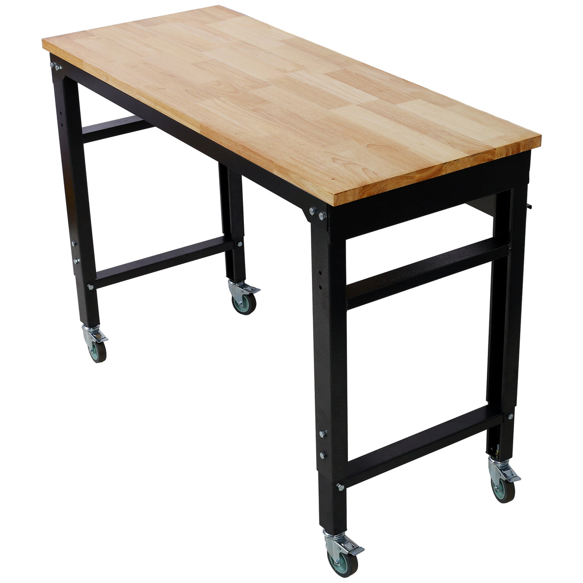 48" Wide Rolling Workbench with Adjustable Height - Dark Gray, Wood