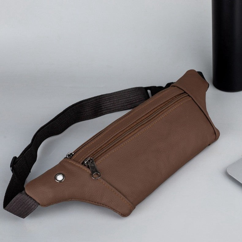 Genuine Leather Sports Waist Pack For Men, Invisible Running Pack