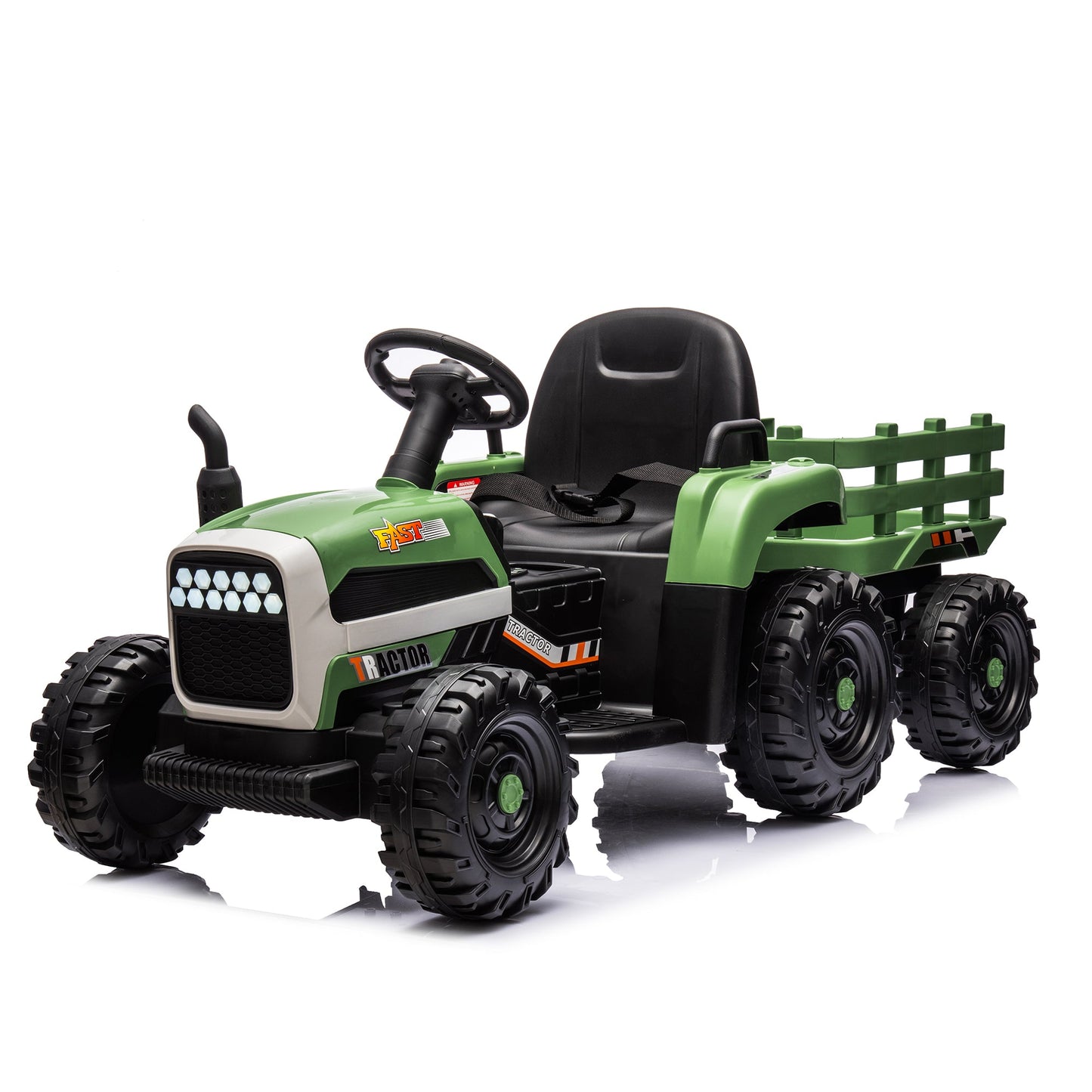 Ride On Tractor With Trailer - 24V Battery Powered Electric Tractor Toy