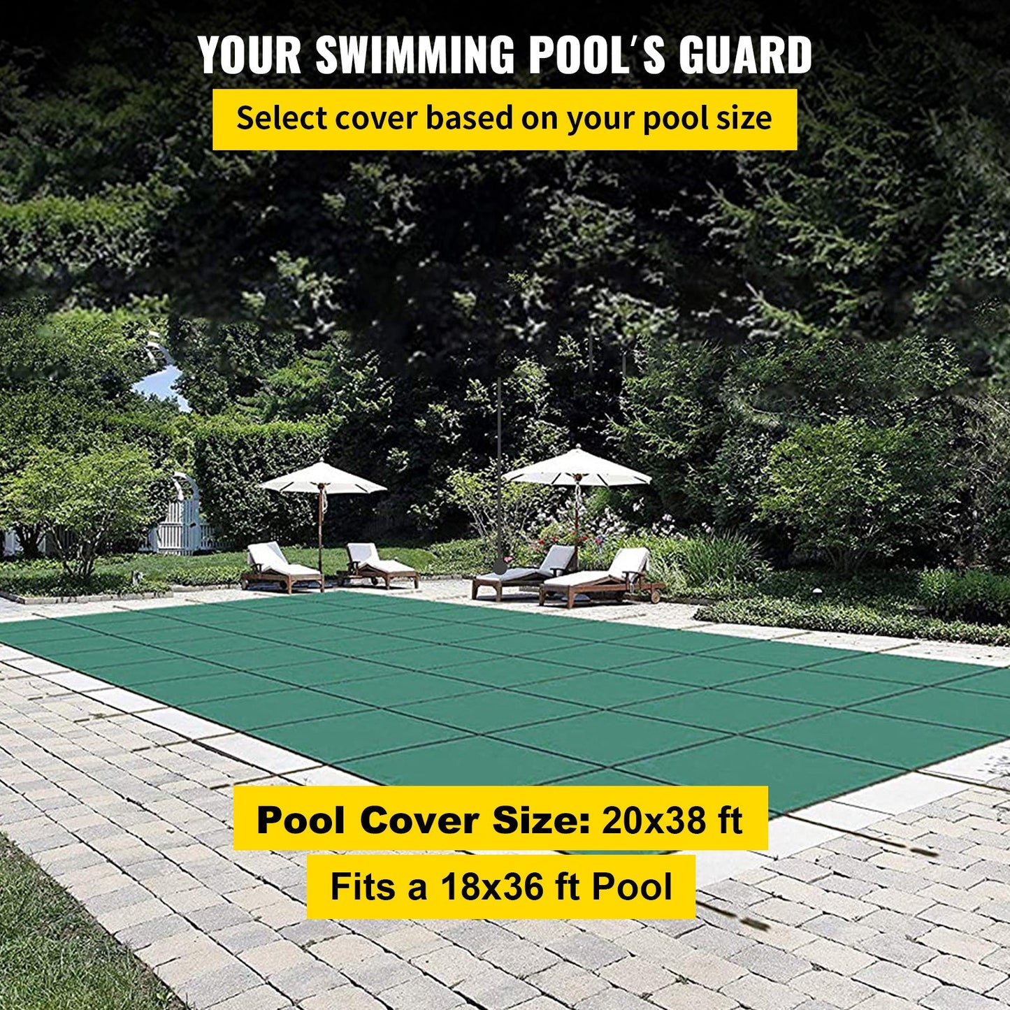 Pool Safety Cover Fits 20 x 38 ft Rectangle Inground Pools
