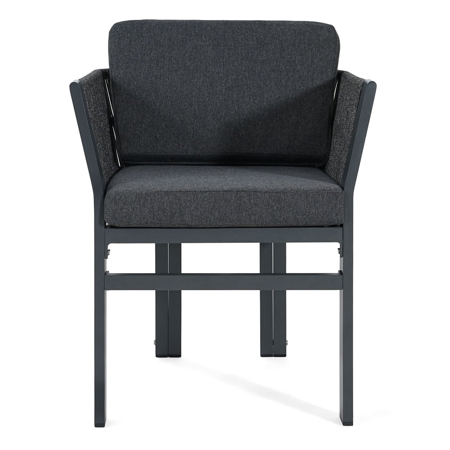 7 Piece Outdoor Dining Set With Table And 6 Chairs - Black / Teak / Gray
