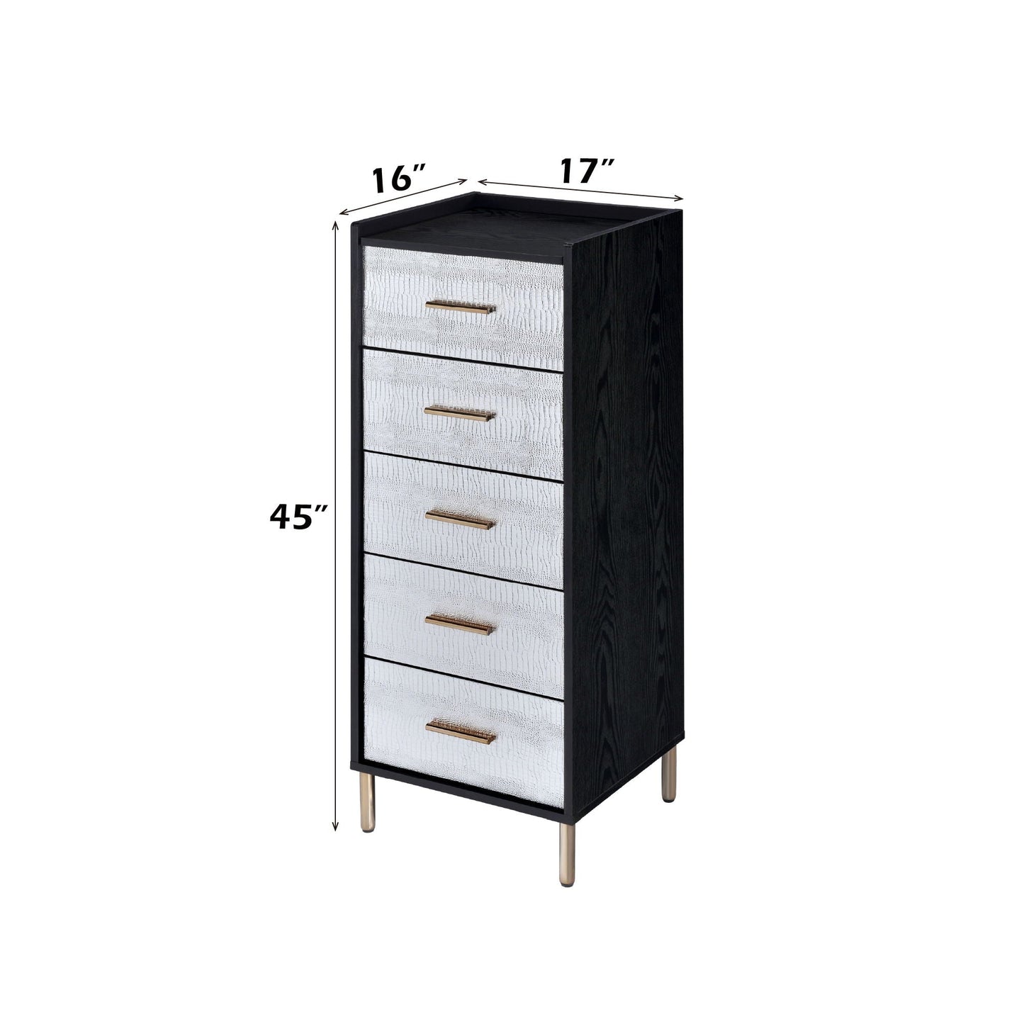 Myles Jewelry Armoire - Black / Silver / Gold