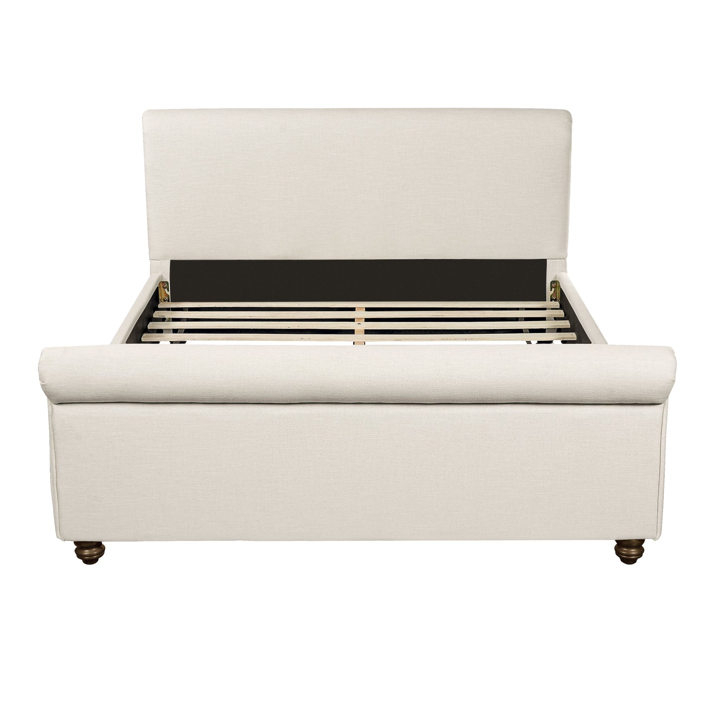 Queen Size Upholstered Bed Frame With Linen Fabric