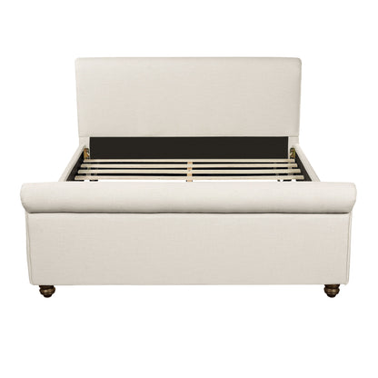 Queen Size Upholstered Bed Frame With Linen Fabric