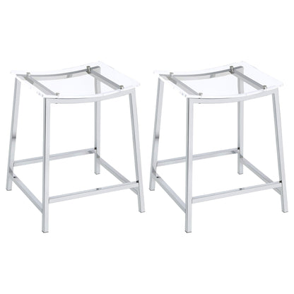 Jovani Acrylic Backless Counter Stool Chrome (Set of 2)