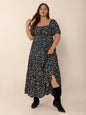 Printed Short Sleeve Slit Tiered Maxi Dress