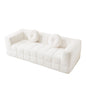 Boneless 3 Seater Sofa With Circular Throw Pillows - Beige