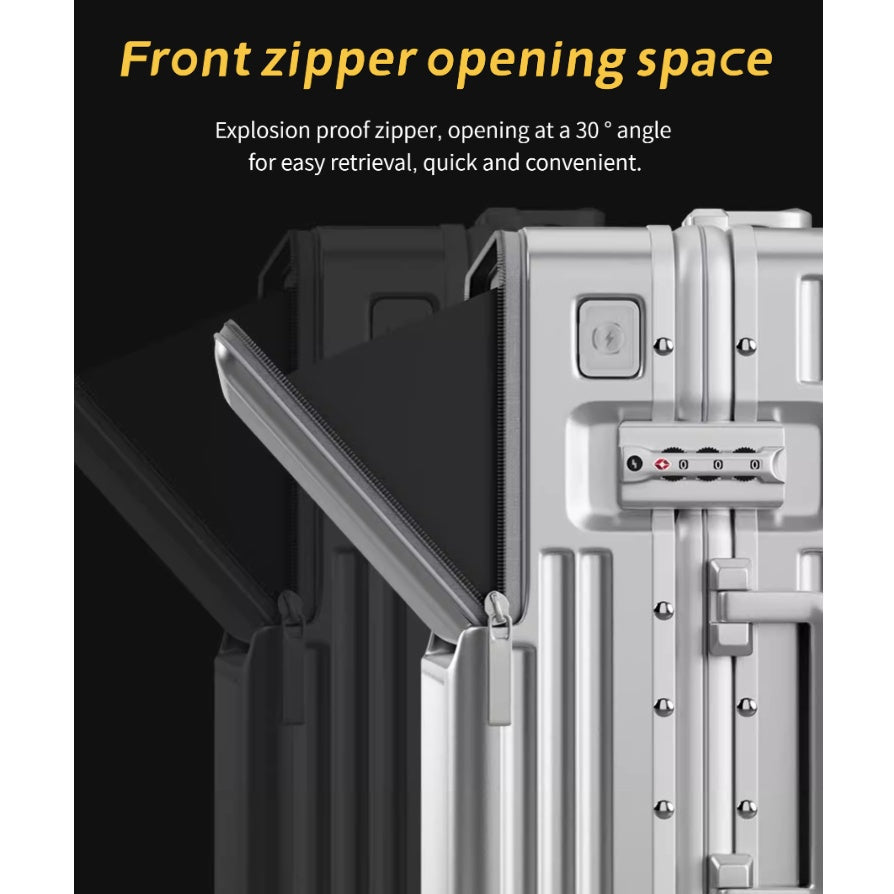 Frame Luggage, Front Open Lid Luggage, 20 Inch 24 Inch Large Capacity, TSA Lock, Universal Wheel Aluminum Frame Luggage, Sturdy And Durable Bag Set