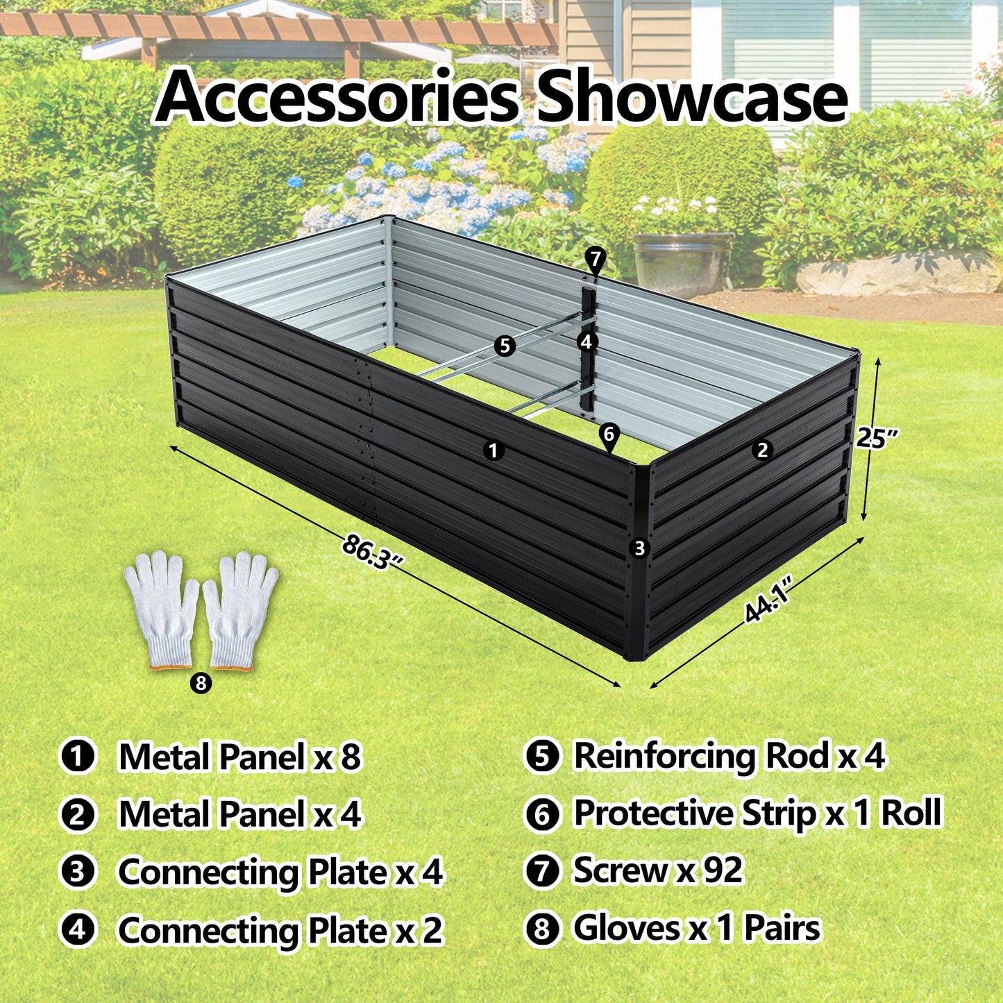 2 Pack Metal Raised Garden Bed Kit Outdoor - 8x4x2 FT Galvanized Planter Boxes Set