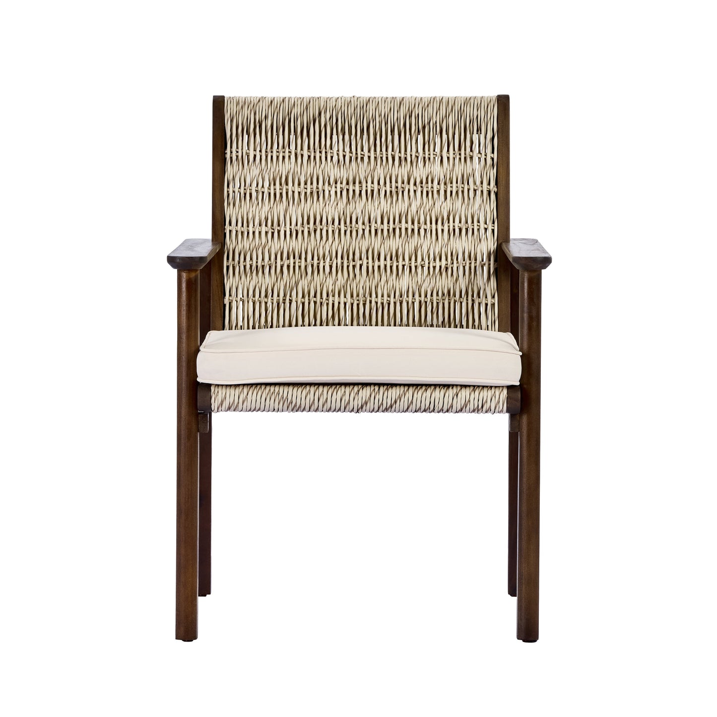 Outdoor Dining Chair Set with Acacia Wood & Wicker Rattan