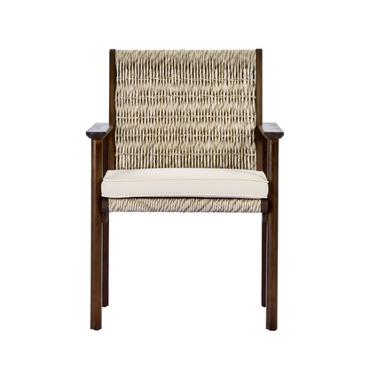 Outdoor Dining Chair Set with Acacia Wood & Wicker Rattan