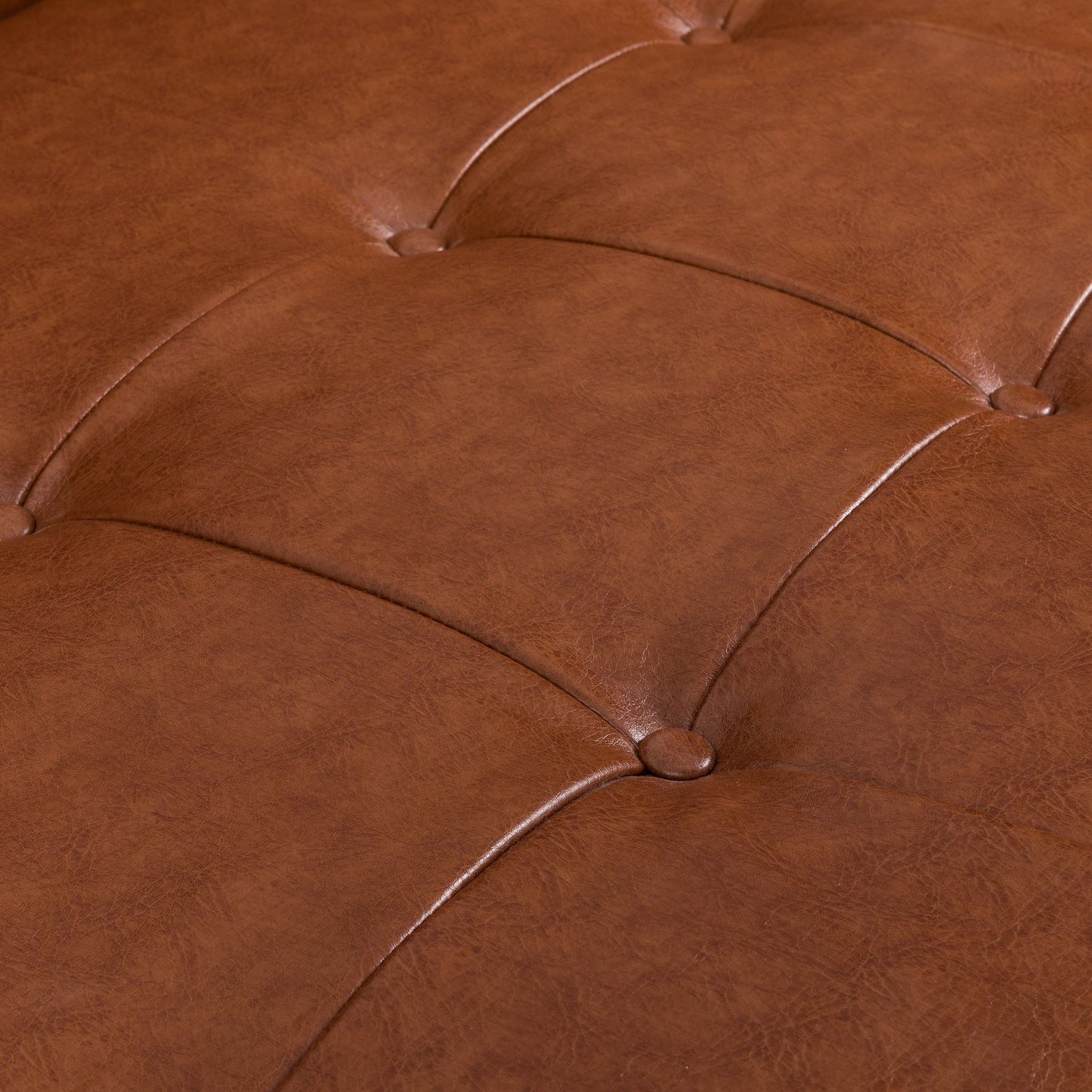 Adelaide Mid Century Modern Tufted Sofa With Rolled Accent Pillows - Light Brown