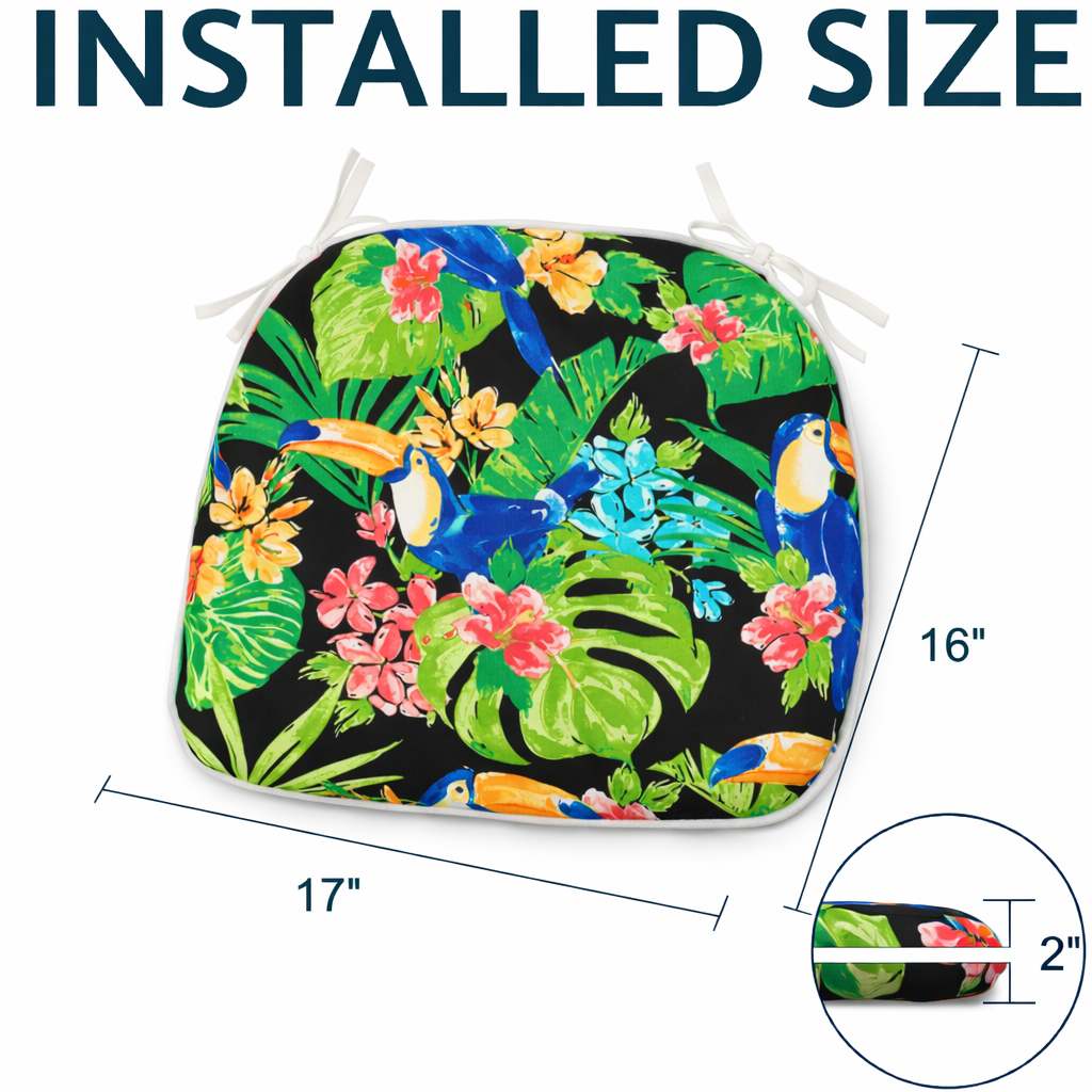 Outdoor Patio Chair Cushions, Water-Repellent U-Shape, Set of 4 - Rich Forest