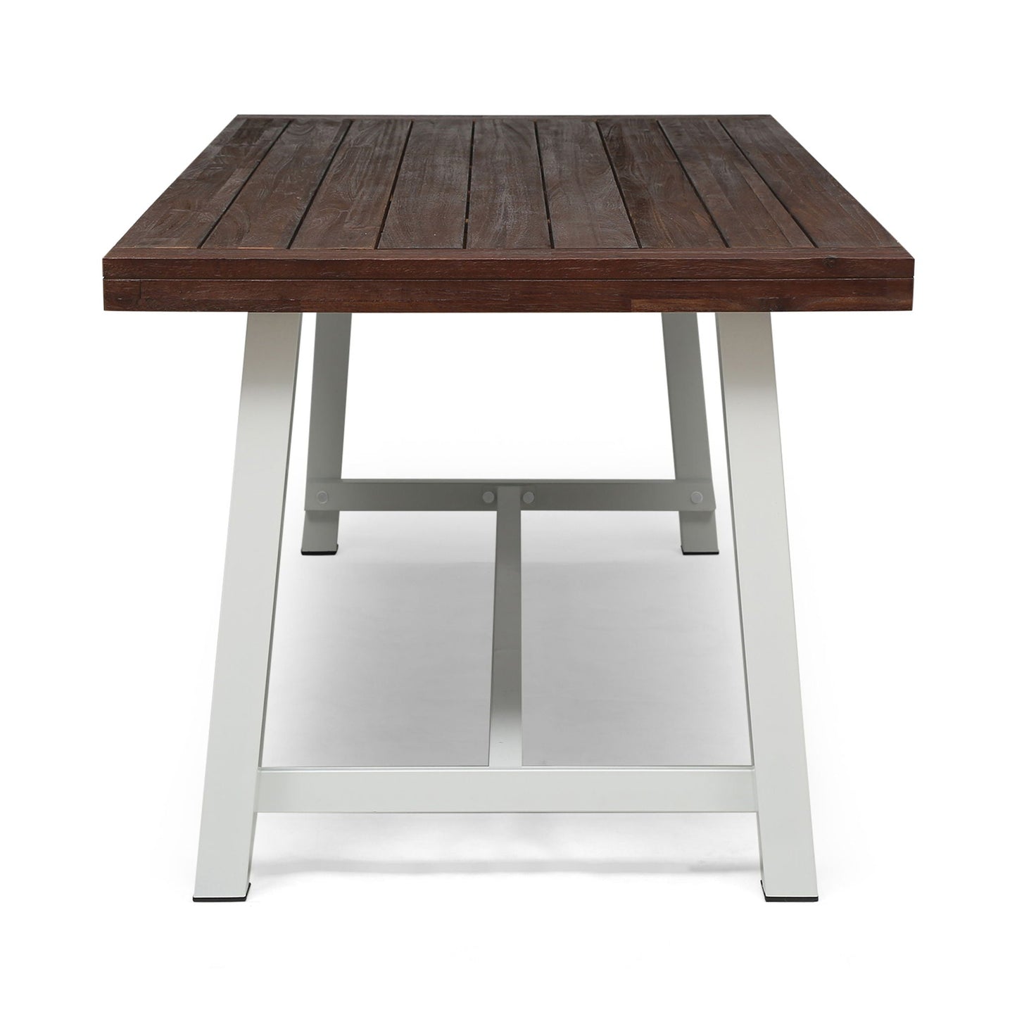 Equilibrium Outdoor Dining Table with Wooden Frame and Slat Top