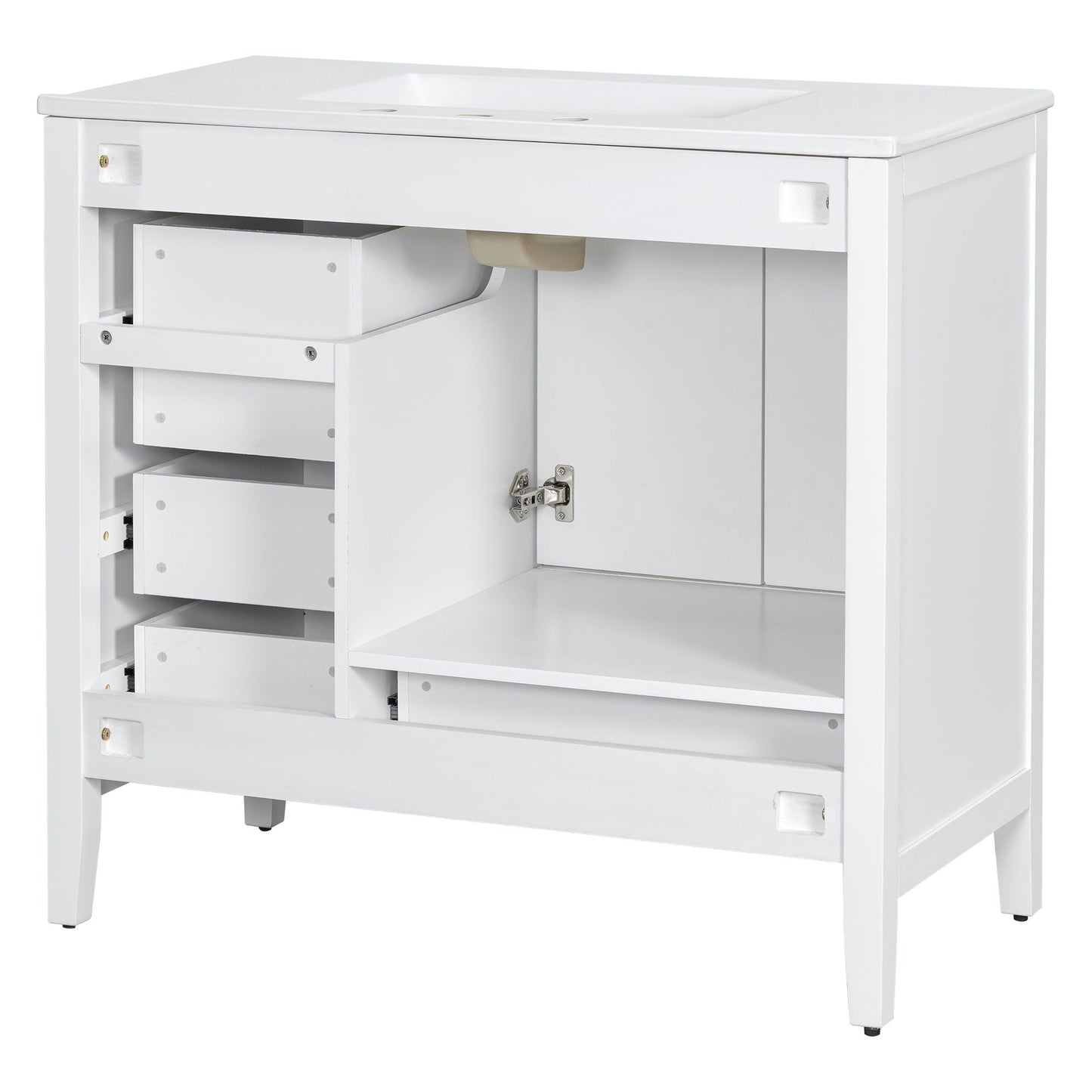 Elegant Vintage Bathroom Vanity With Sink and Soft Closing Drawers