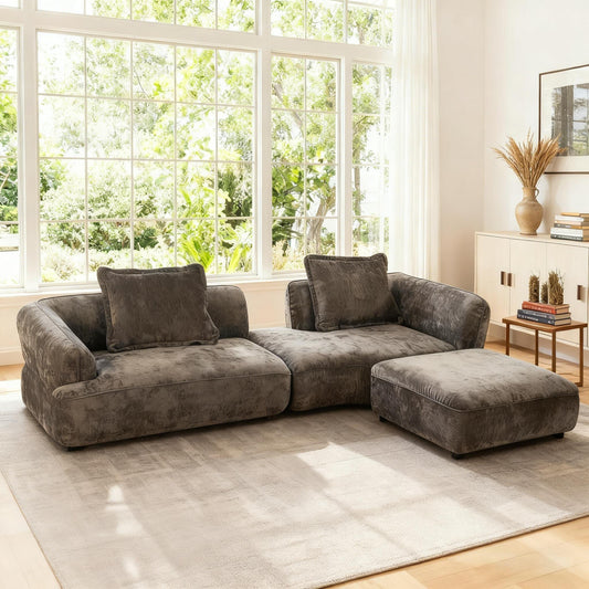 122" Modern L-Shaped Sectional Sofa with High-Density Foam and Chaise Lounge