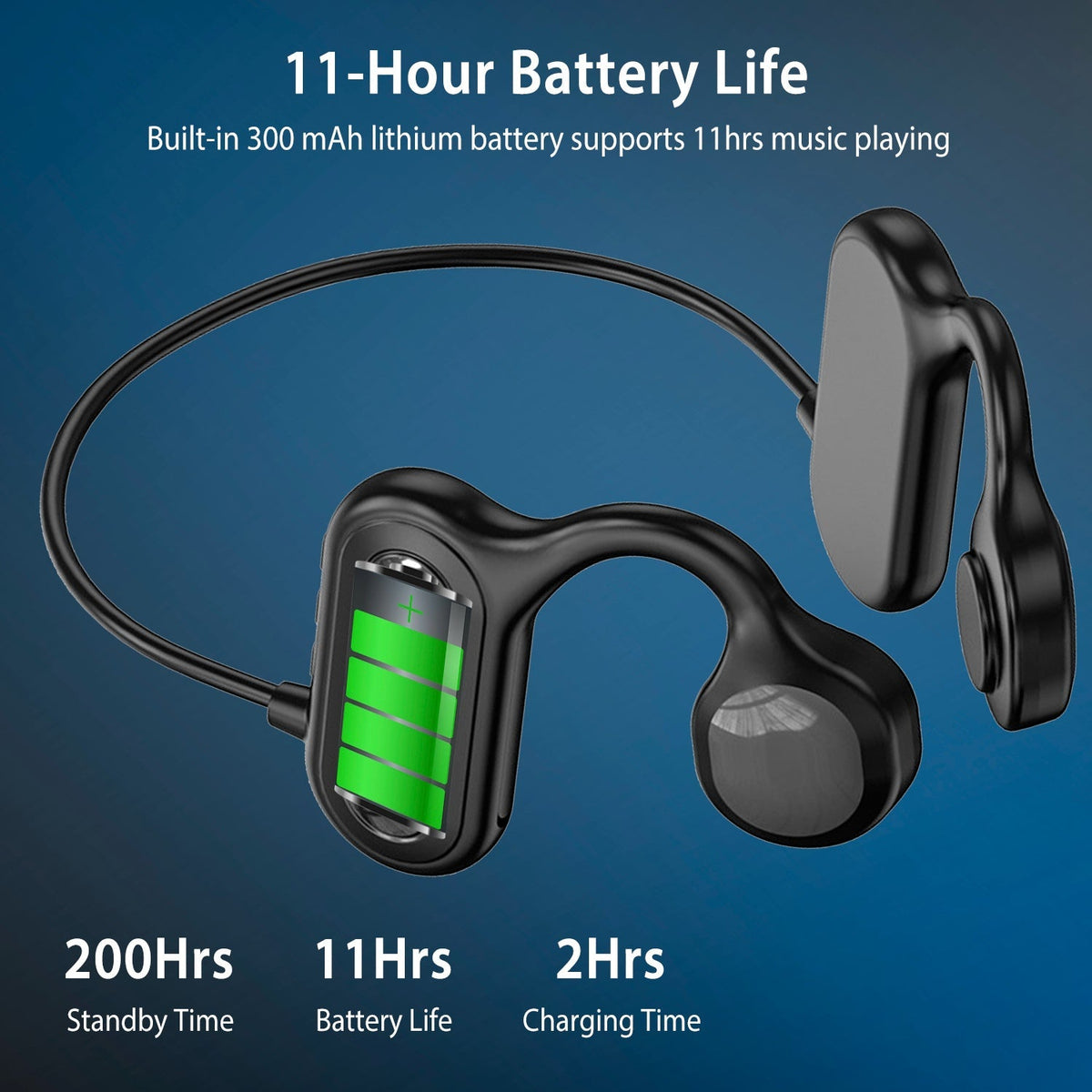 V5.1 Wireless Bone Conduction Headphone Open Ear Sports Wireless Headset w/ Mic IPX5 Sweatproof MMC Card Support