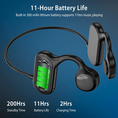 V5.1 Wireless Bone Conduction Headphone Open Ear Sports Wireless Headset w/ Mic IPX5 Sweatproof MMC Card Support