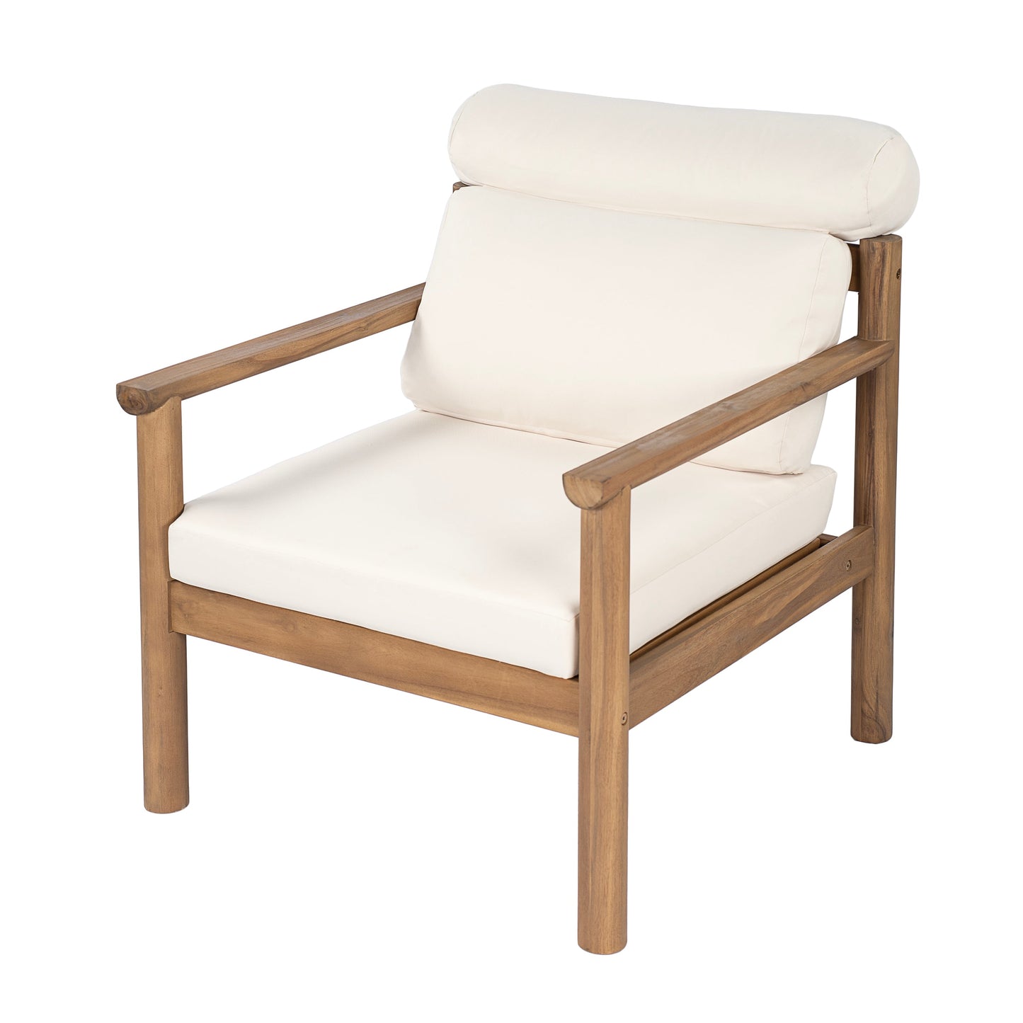 28" Mid-Century Modern Acacia Wood Outdoor Patio Chair