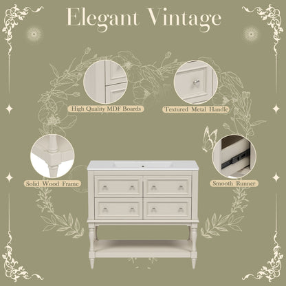 Bathroom Vanity Cabinet With Undermount Sink, 4 Drawer Set