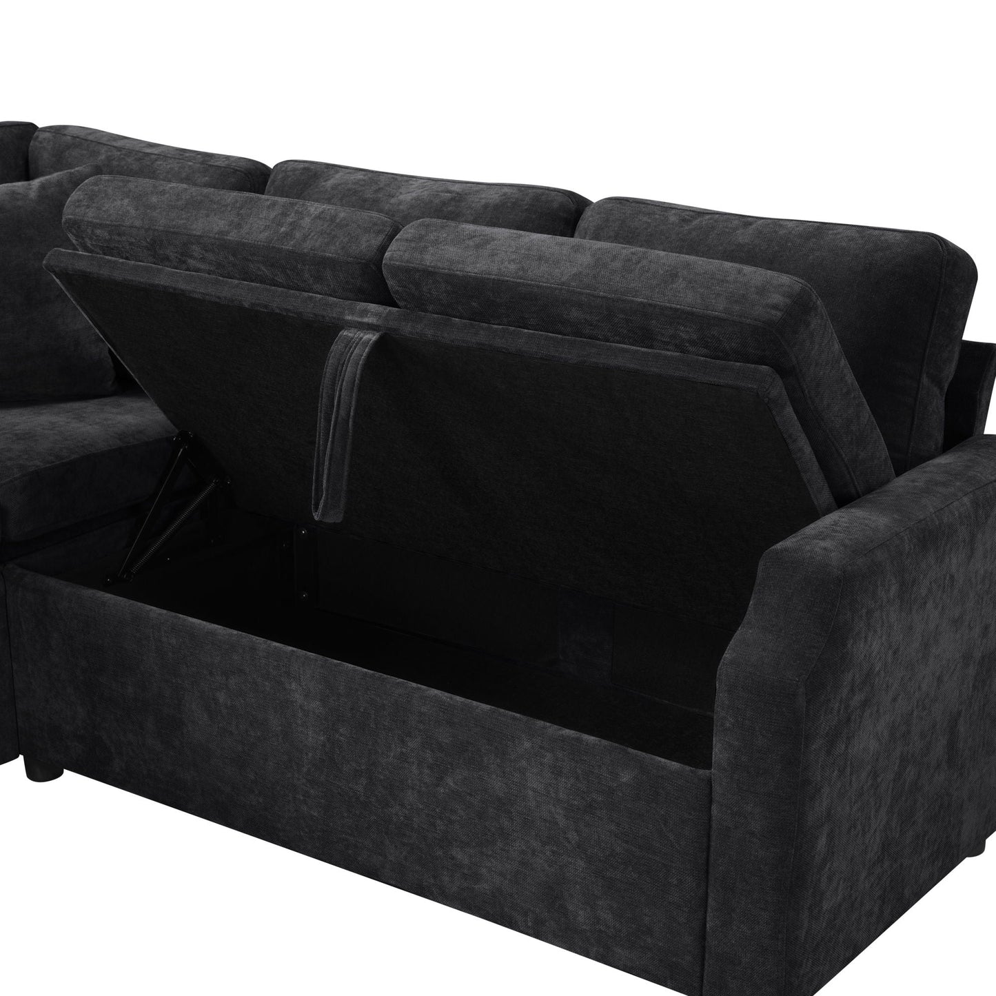 Modern L Shaped Sectional Sofa Bed With Hidden Storage Upholstery
