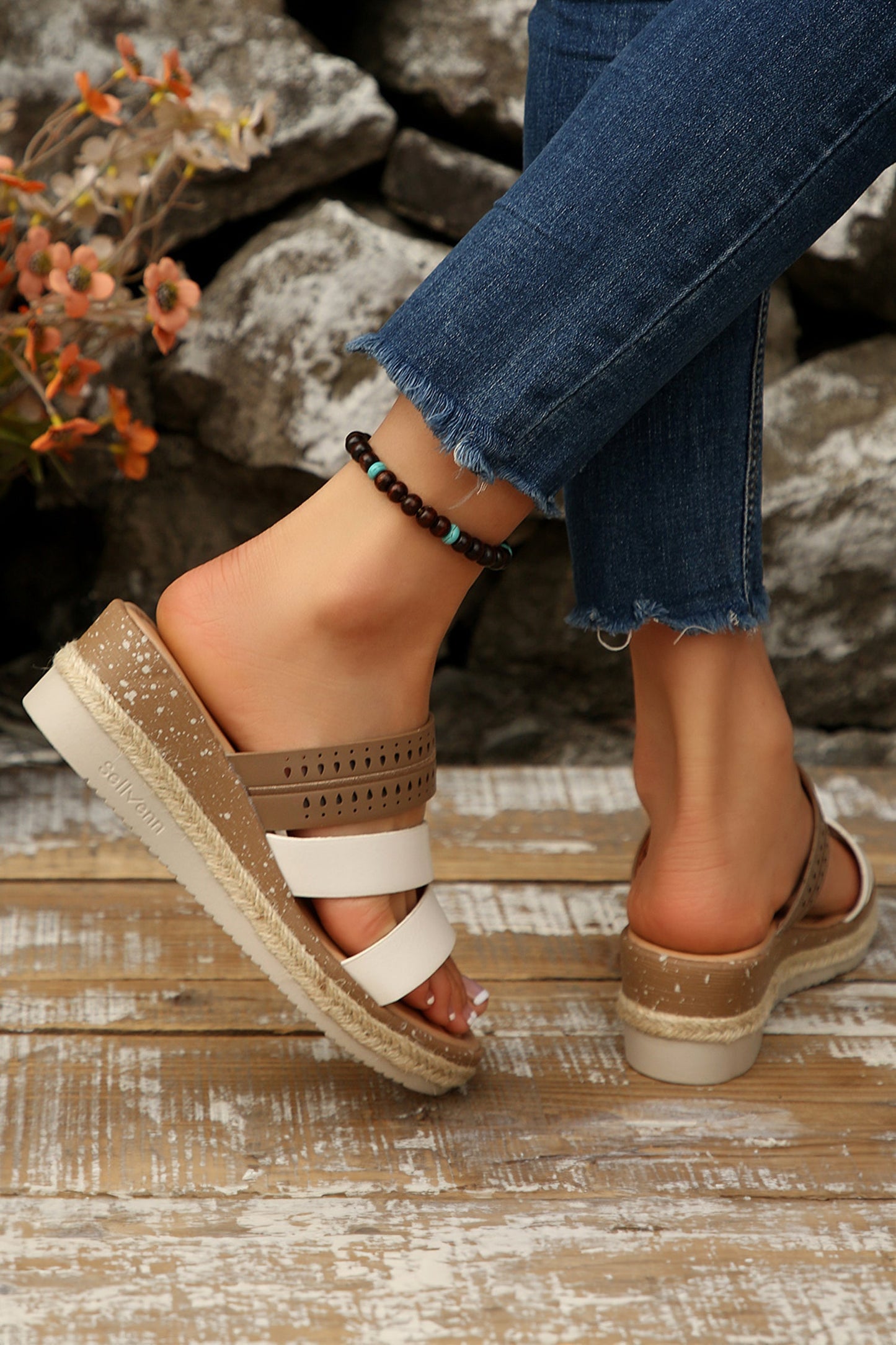 Nevaeh Straps Platform Wedge Slippers