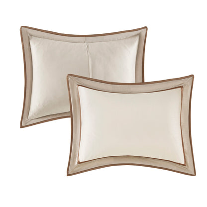 7 Piece Comforter Set Taupe/Brown King