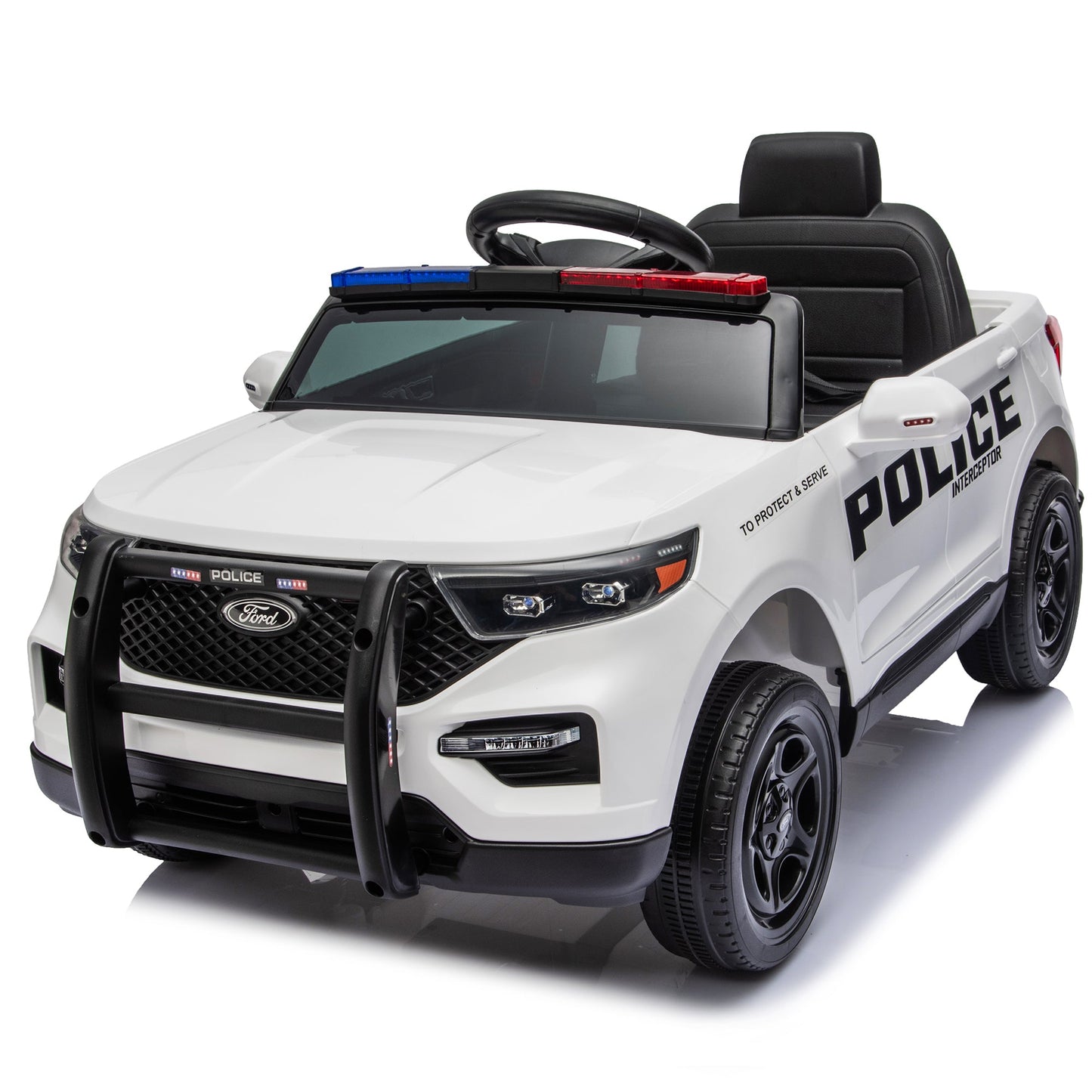 Licensed Ford Police 12V Ride-On Truck with Parental Remote Control