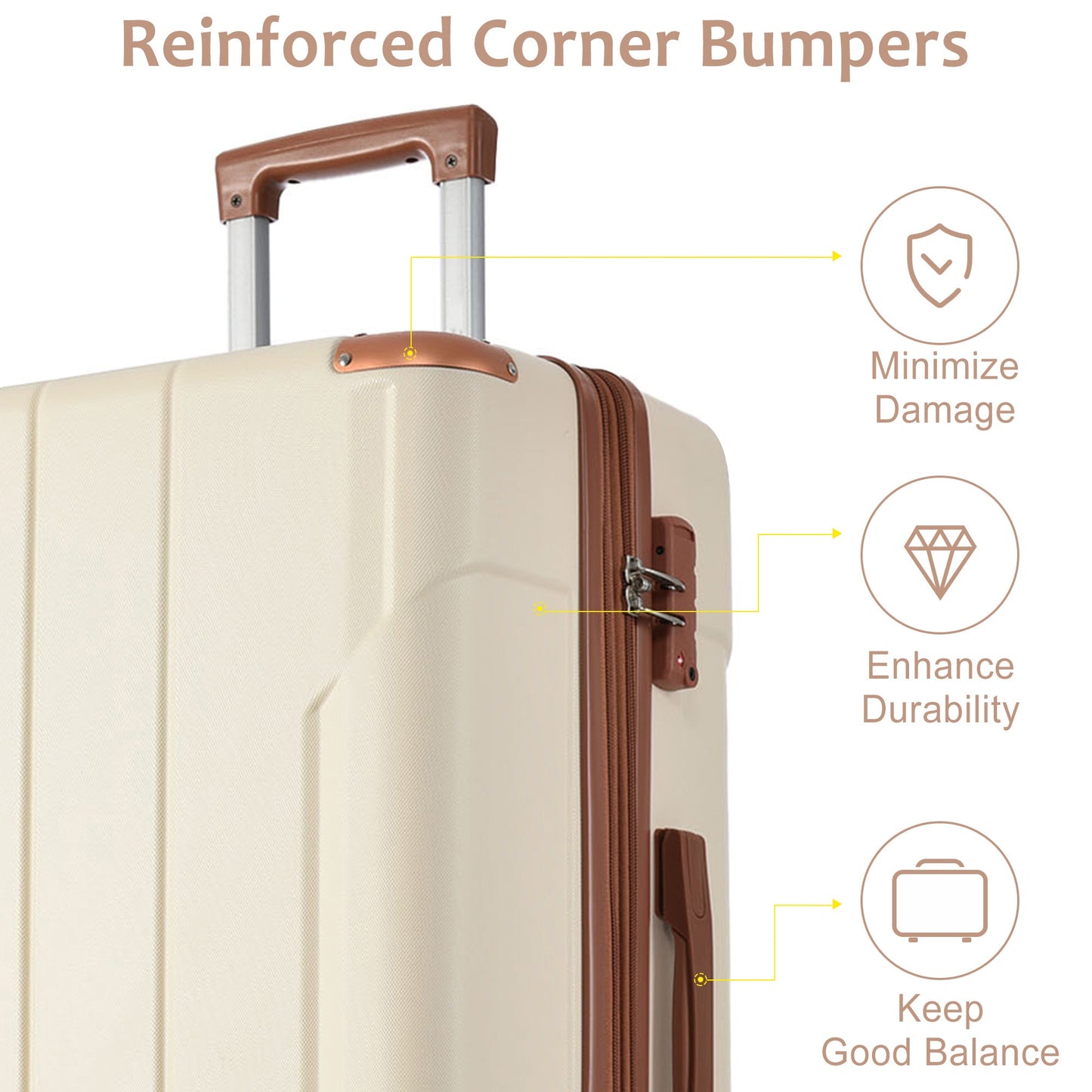 3 Piece Expandable Hard Shell Luggage Set with TSA Lock